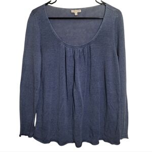 Eileen Fisher Blue Linen Scoop Neck Pullover, M NEW w/o TAG